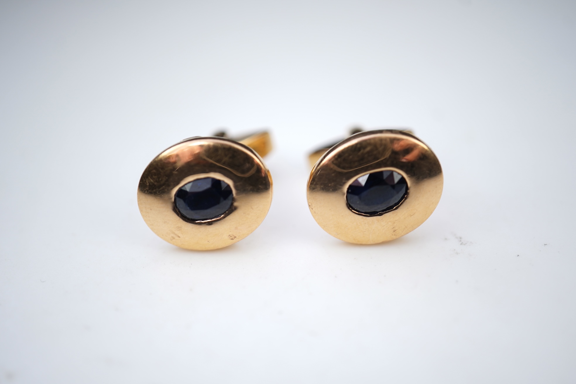 A pair of sapphire cufflinks